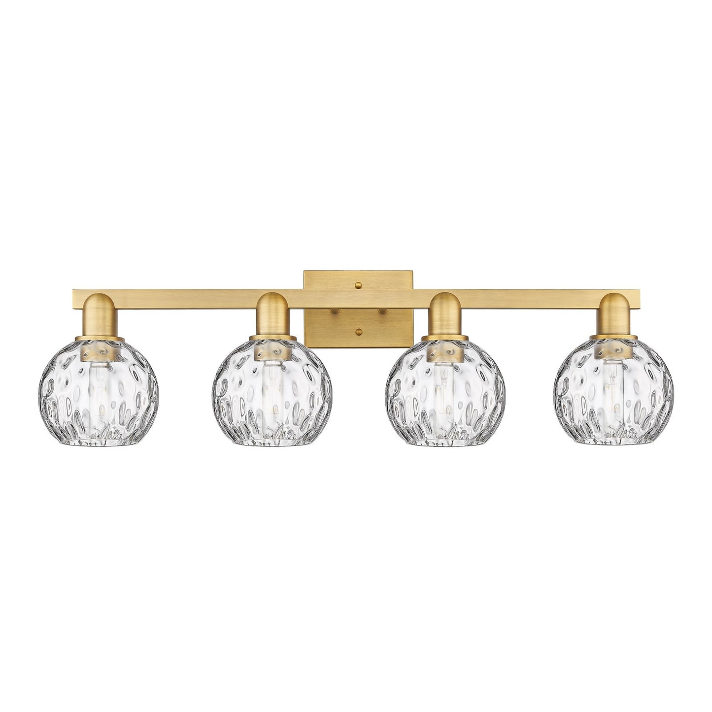 Innovations Athens Water Glass 33in 4-Light Bath Vanity | Industrial Brushed Brass and Clear Glass | Bathroom Vanity Light | Model 716-4W-BB-G1215-6