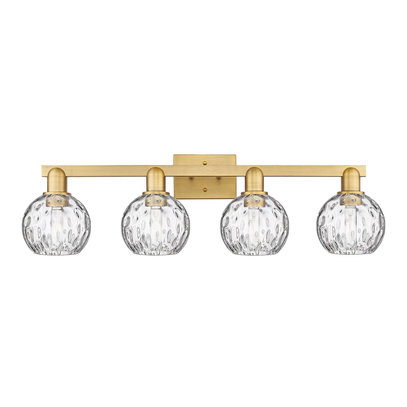 Innovations Athens Water Glass 33in 4-Light Bath Vanity | Industrial Brushed Brass and Clear Glass | Bathroom Vanity Light | Model 716-4W-BB-G1215-6
