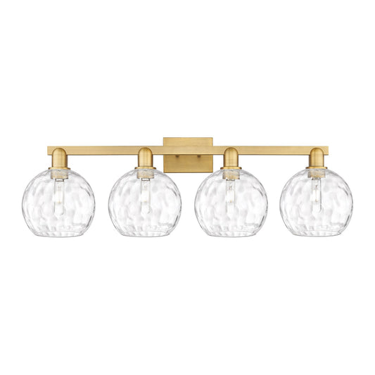 Innovations Athens Water Glass 35in 4-Light Bath Vanity | Industrial Brushed Brass and Clear Water Glass | Bathroom Vanity | Model 716-4W-BB-G1215-8