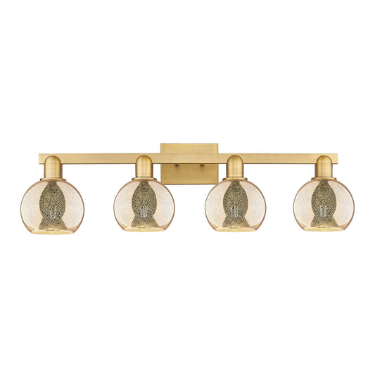 Innovations Athens 33in 4-Light Bath Vanity Light | Industrial Brushed Brass Steel and Mercury Glass | Bathroom Vanity | Model 716-4W-BB-G128-6