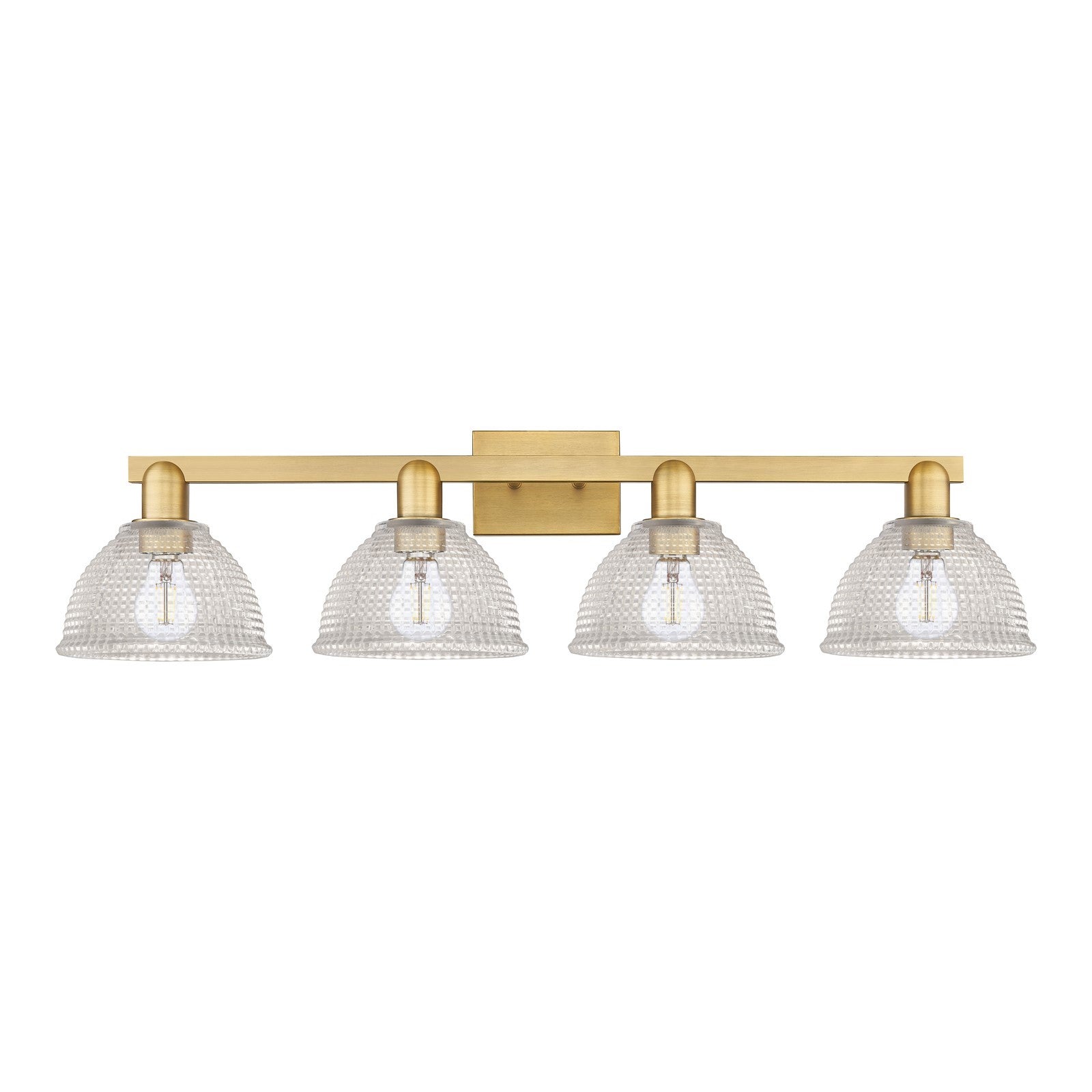 Innovations Arietta 35in 4-Light Bath Vanity Light | Industrial Brushed Brass Steel and Clear Glass | Bathroom Vanity Above Mirror | Model 716-4W-BB-G422