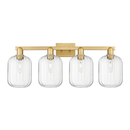 Innovations Preston 4Lt 36" Jar Bath, Brushed Brass/Clear - 716-4W-BB-G460-7CL