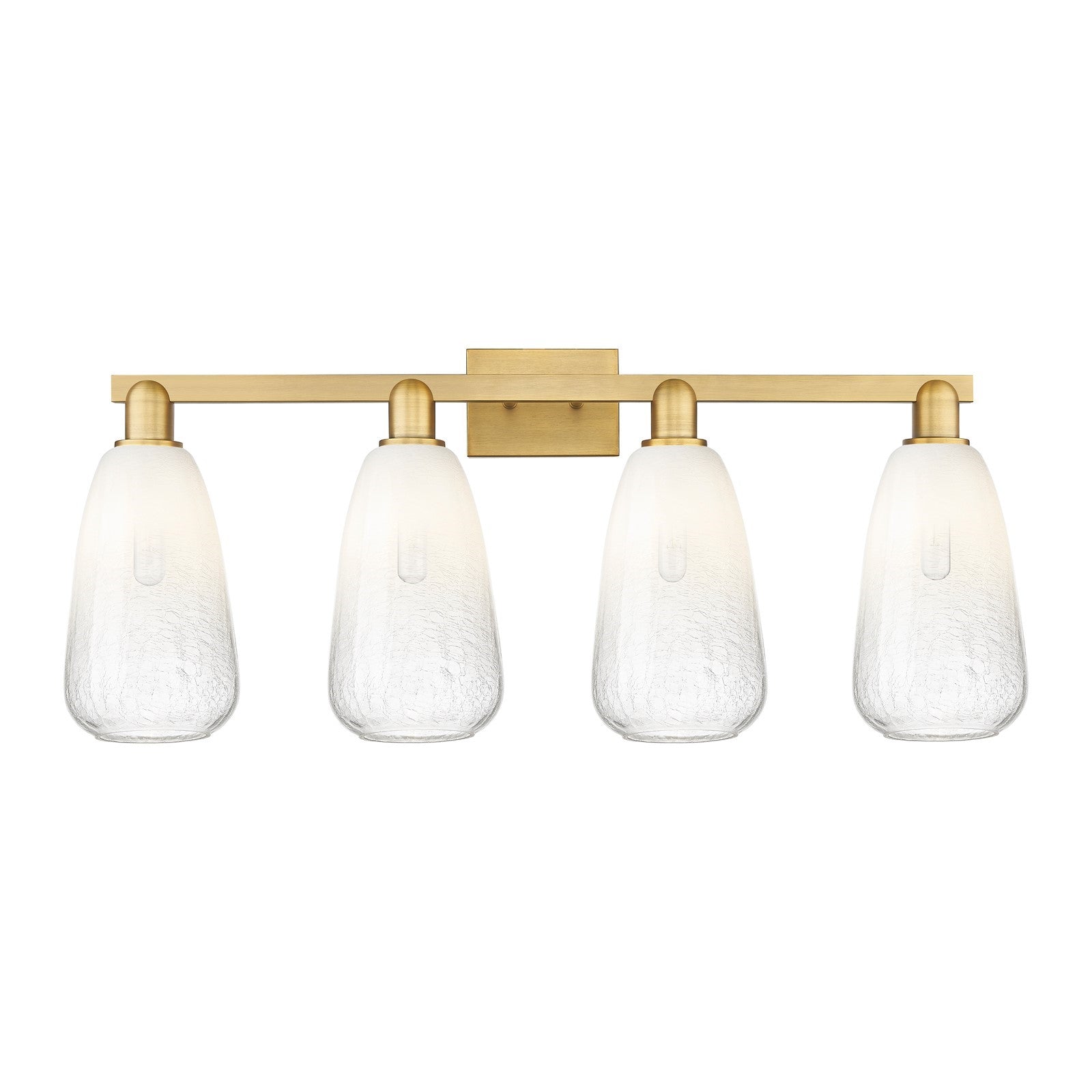 Innovations Brookhaven Almond 33in 4-Light Bath Vanity Light | Industrial Brushed Brass and Opal Glass | Bathroom Vanity | Model 716-4W-BB-G480-6OP