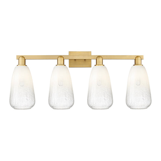 Innovations Brookhaven Almond 33in 4-Light Bath Vanity Light | Industrial Brushed Brass and Opal Glass | Bathroom Vanity | Model 716-4W-BB-G480-6OP