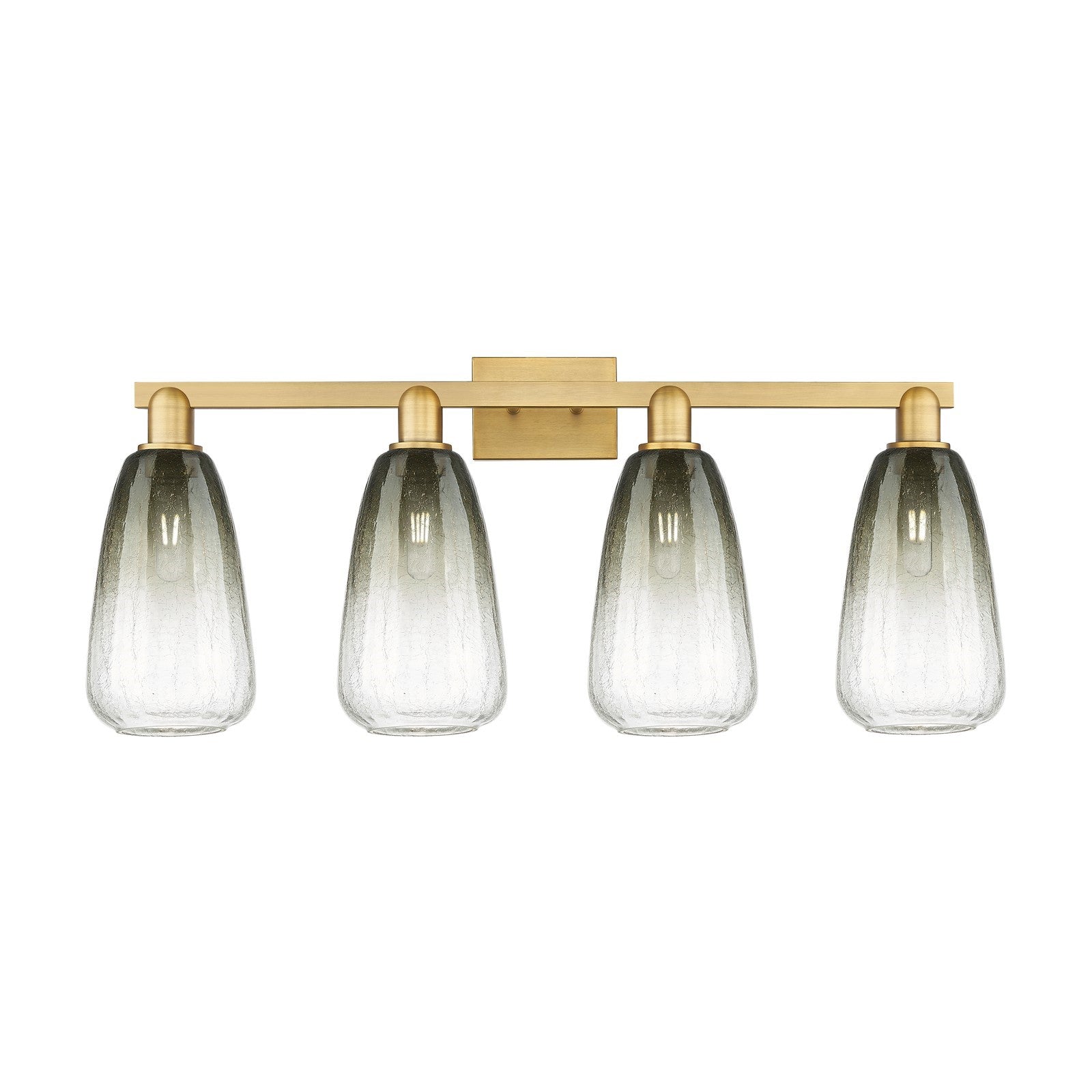 Innovations Brookhaven Almond 33in 4-Light Bath Vanity Light | Industrial Brushed Brass and Slate Glass | Bathroom Vanity | Model 716-4W-BB-G480-6SL