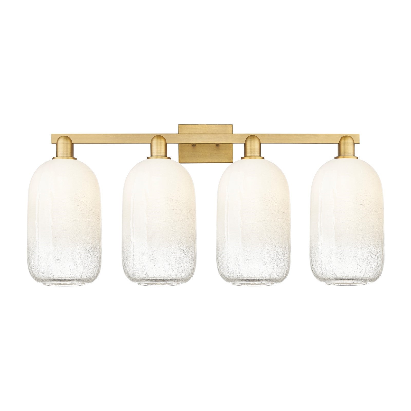 Innovations Brookhaven Cloche 34in 4-Light Bath Vanity | Industrial Brushed Brass Steel and Opal Glass | Bathroom & Powder Room | Model 716-4W-BB-G482-7OP