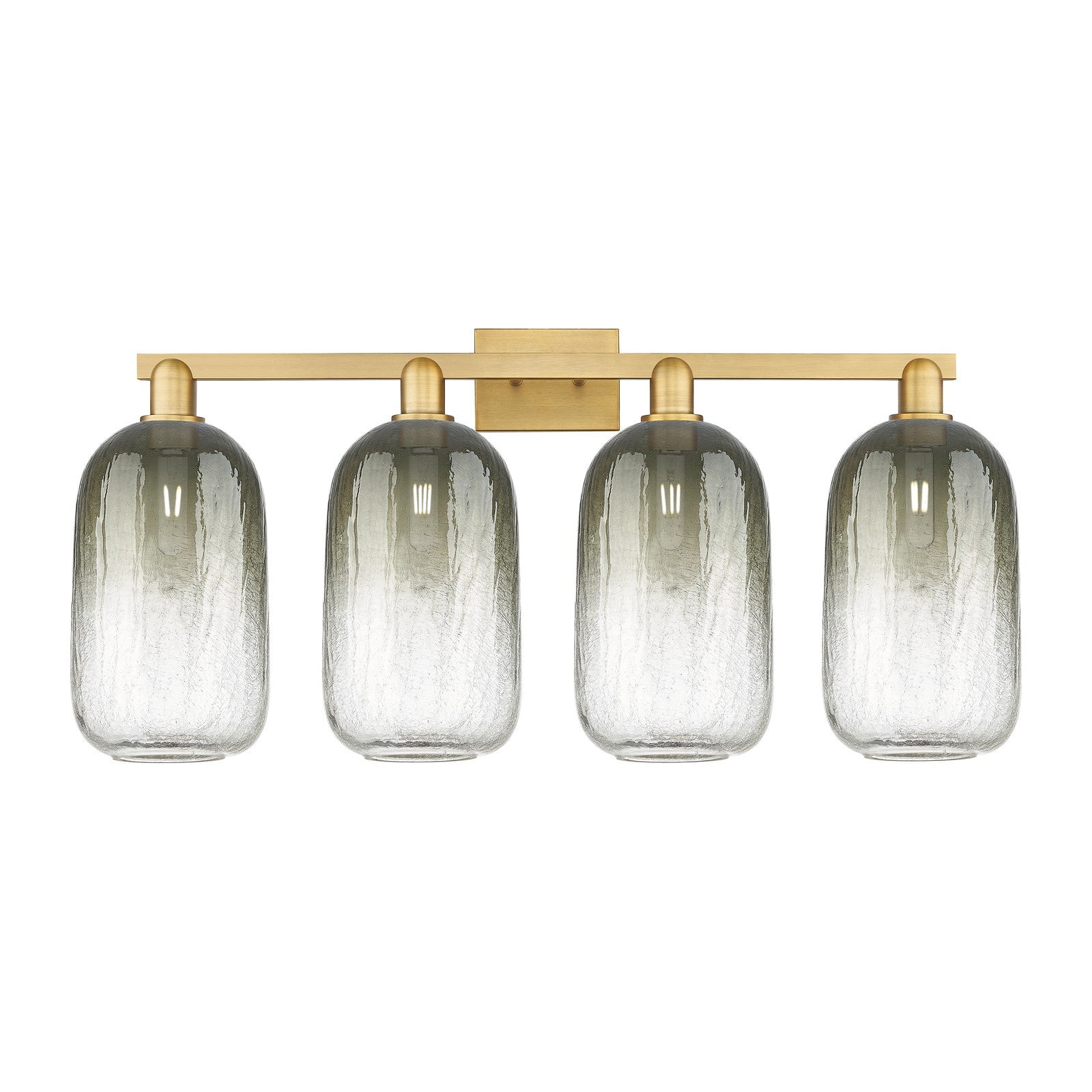 Innovations Brookhaven Cloche 34in 4-Light Bath Vanity | Industrial Brushed Brass Steel and Slate Glass | Entryway & Hallway | Model 716-4W-BB-G482-7SL