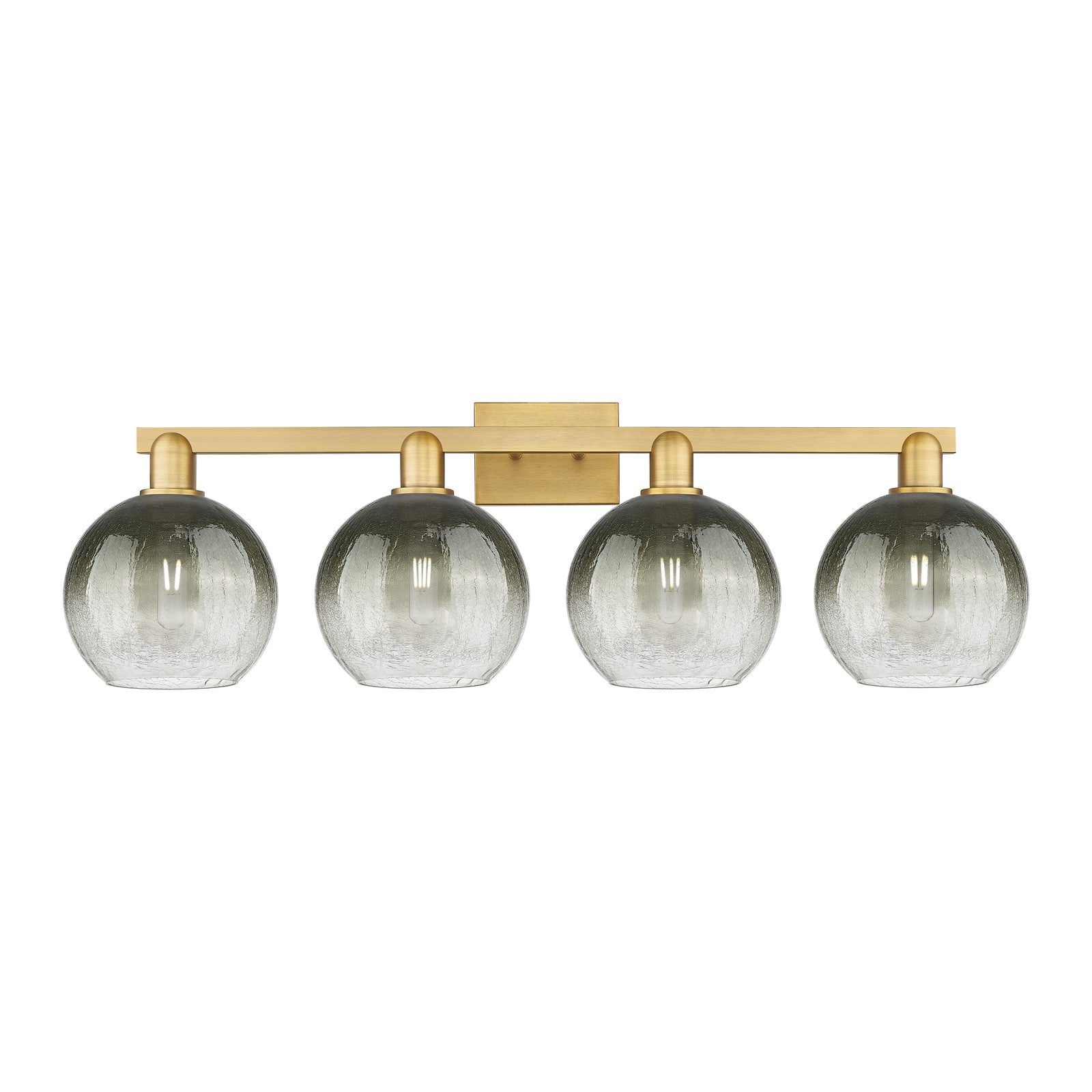 Innovations Brookhaven Globe 35in 4-Light Bath Vanity Light | Industrial Brushed Brass Steel and Slate Glass | Bathroom Vanity | Model 716-4W-BB-G483-8SL