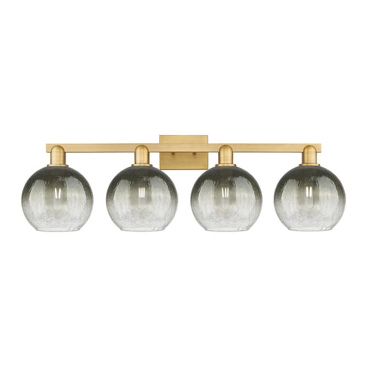 Innovations Brookhaven Globe 35in 4-Light Bath Vanity Light | Industrial Brushed Brass Steel and Slate Glass | Bathroom Vanity | Model 716-4W-BB-G483-8SL