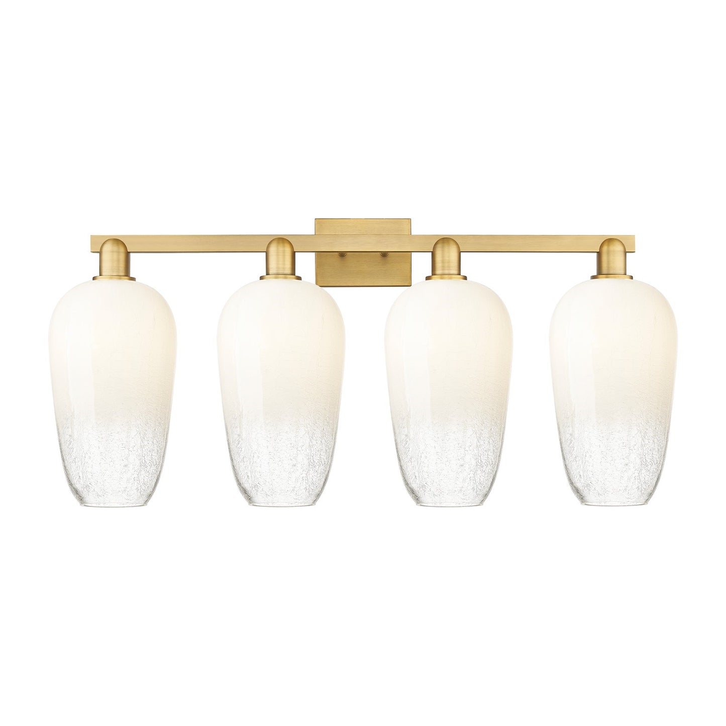 Innovations Brookhaven Flute 34in 4-Light Bath Vanity | Industrial Brushed Brass Steel and Opal Glass | Bathroom Vanity Light | Model 716-4W-BB-G484-7OP