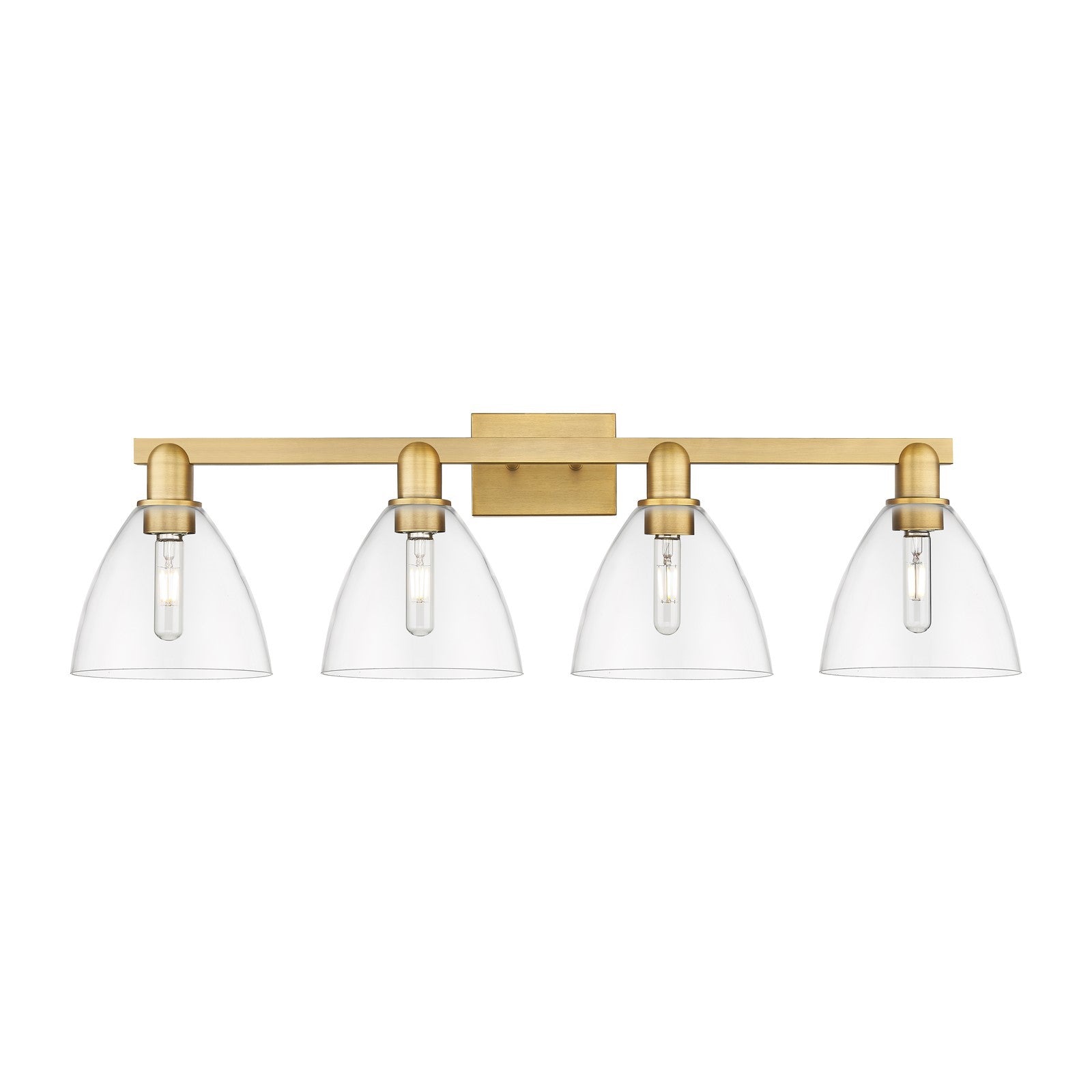 Innovations Bristol 35in 4-Light Bath Vanity Light | Industrial Brushed Brass Steel and Clear Glass | Bathroom Vanity & Powder | Model 716-4W-BB-GBD-752