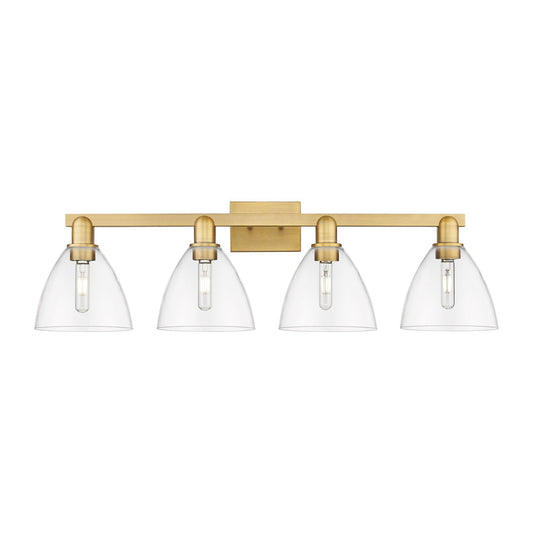Innovations Bristol 35in 4-Light Bath Vanity Light | Industrial Brushed Brass Steel and Clear Glass | Bathroom Vanity & Powder | Model 716-4W-BB-GBD-752