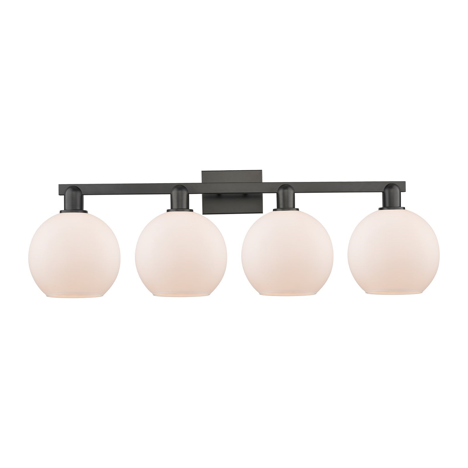 Innovations Athens 35in 4-Light Bath Vanity Light | Industrial Matte Black Steel and Matte White Glass | Bathroom Vanity | Model 716-4W-BK-G121-8