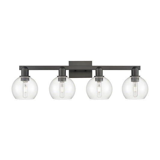 Innovations Athens 33in 4-Light Bath Vanity Light | Industrial Matte Black Steel and Clear Glass | Bathroom Vanity & Powder Room | Model 716-4W-BK-G122-6