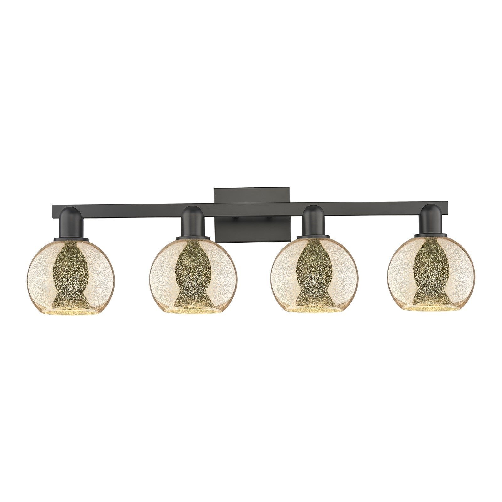 Innovations Athens 33in 4-Light Bath Vanity Light | Industrial Matte Black Steel and Mercury Glass | Bathroom Vanity | Model 716-4W-BK-G128-6