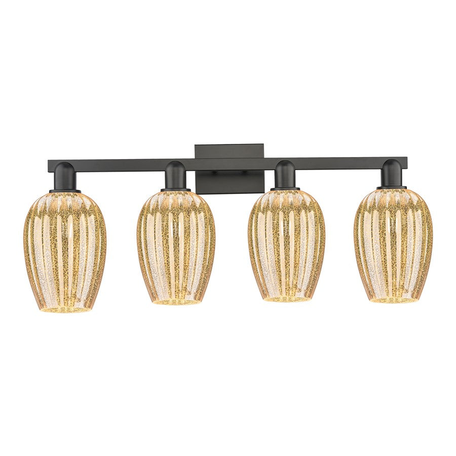 Innovations Preston 4Lt 36" Flute Bath Light, Black/Mercury - 716-4W-BK-G457-6ME