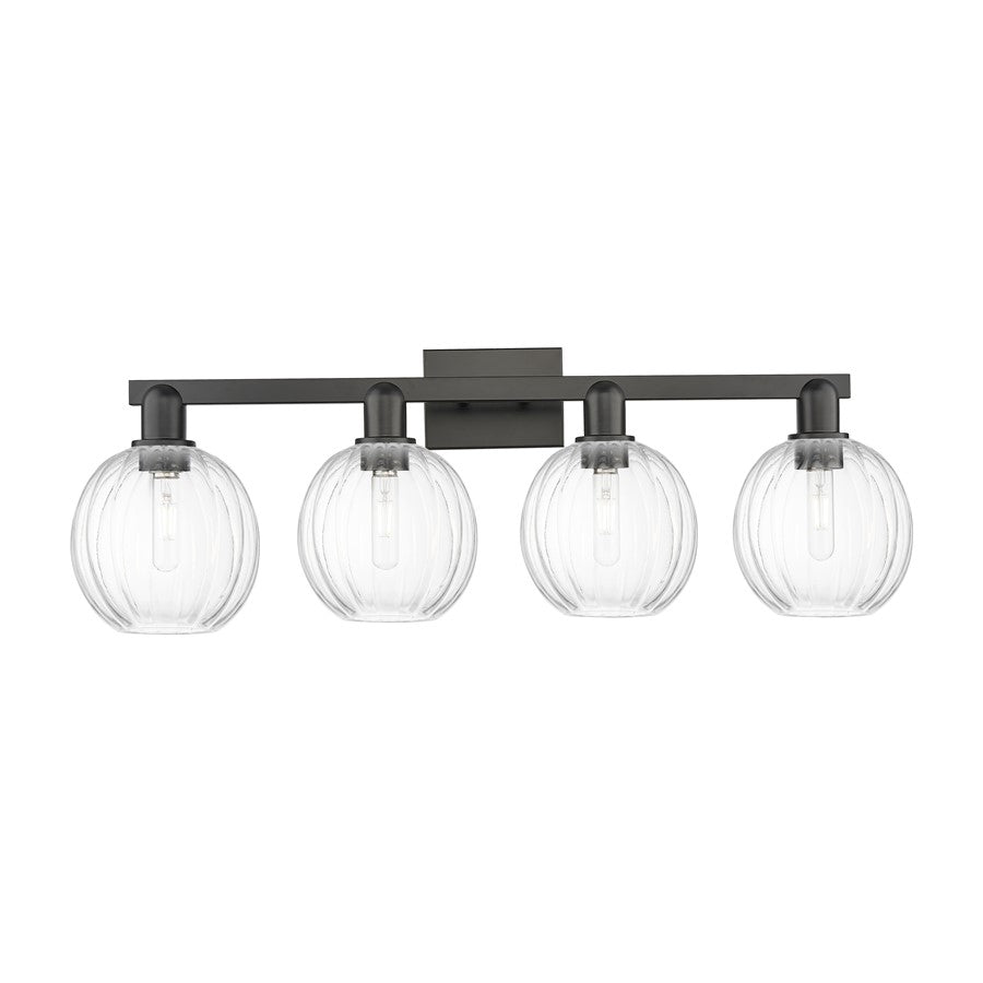 Innovations Preston 4Lt 36" Globe Bath Light, Black/Clear