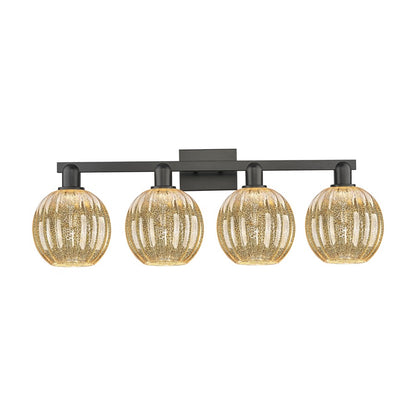 Innovations Preston 4Lt 36" Globe Bath Light, Black/Mercury - 716-4W-BK-G458-7ME