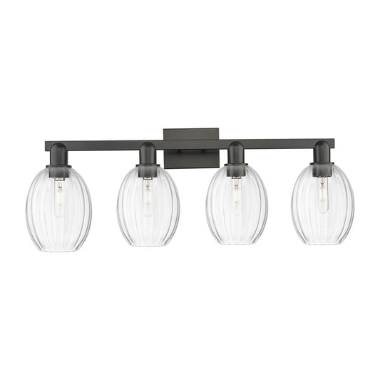 Innovations Preston 4Lt 36" Bell Bath Light, Black/Clear - 716-4W-BK-G459-6CL