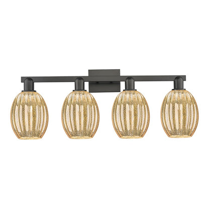 Innovations Preston 4Lt 36" Bell Bath Light, Black/Mercury - 716-4W-BK-G459-6ME