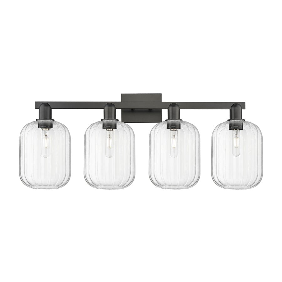 Innovations Preston 4Lt 36" Jar Bath Light, Black/Clear - 716-4W-BK-G460-7CL