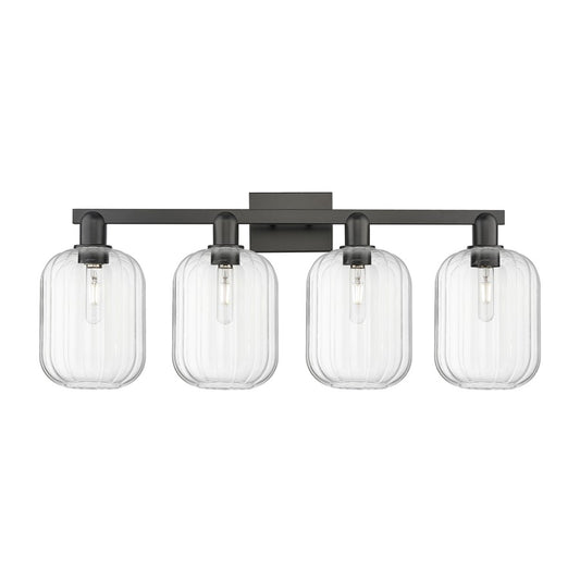 Innovations Preston 4Lt 36" Jar Bath Light, Black/Clear - 716-4W-BK-G460-7CL