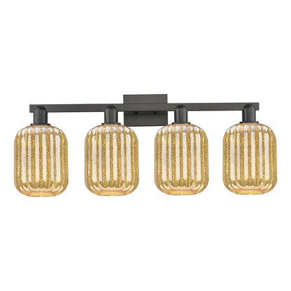 Innovations Preston 4Lt 36" Jar Bath Light, Black/Mercury - 716-4W-BK-G460-7ME