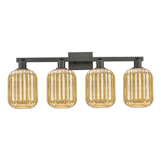 Innovations Preston 4Lt 36" Jar Bath Light, Black/Mercury - 716-4W-BK-G460-7ME
