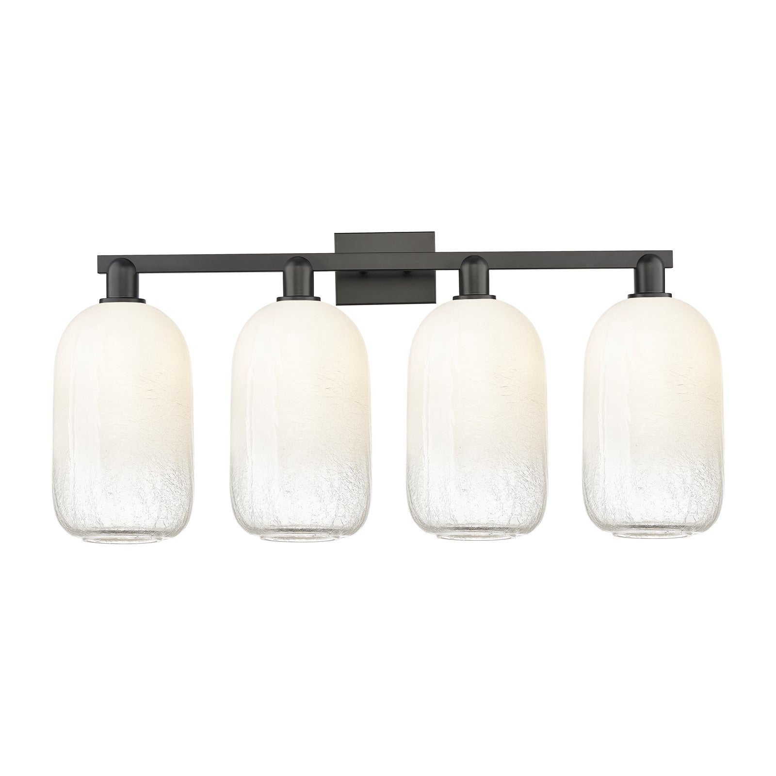 Innovations Brookhaven Cloche 34in 4-Light Bath Vanity | Industrial Matte Black Steel and Opal Glass | Bathroom & Powder Room | Model 716-4W-BK-G482-7OP