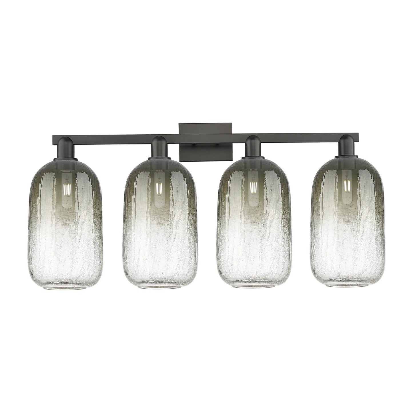 Innovations Brookhaven Cloche 34in 4-Light Bath Vanity | Industrial Matte Black Steel and Slate Glass | Bathroom & Powder Room | Model 716-4W-BK-G482-7SL