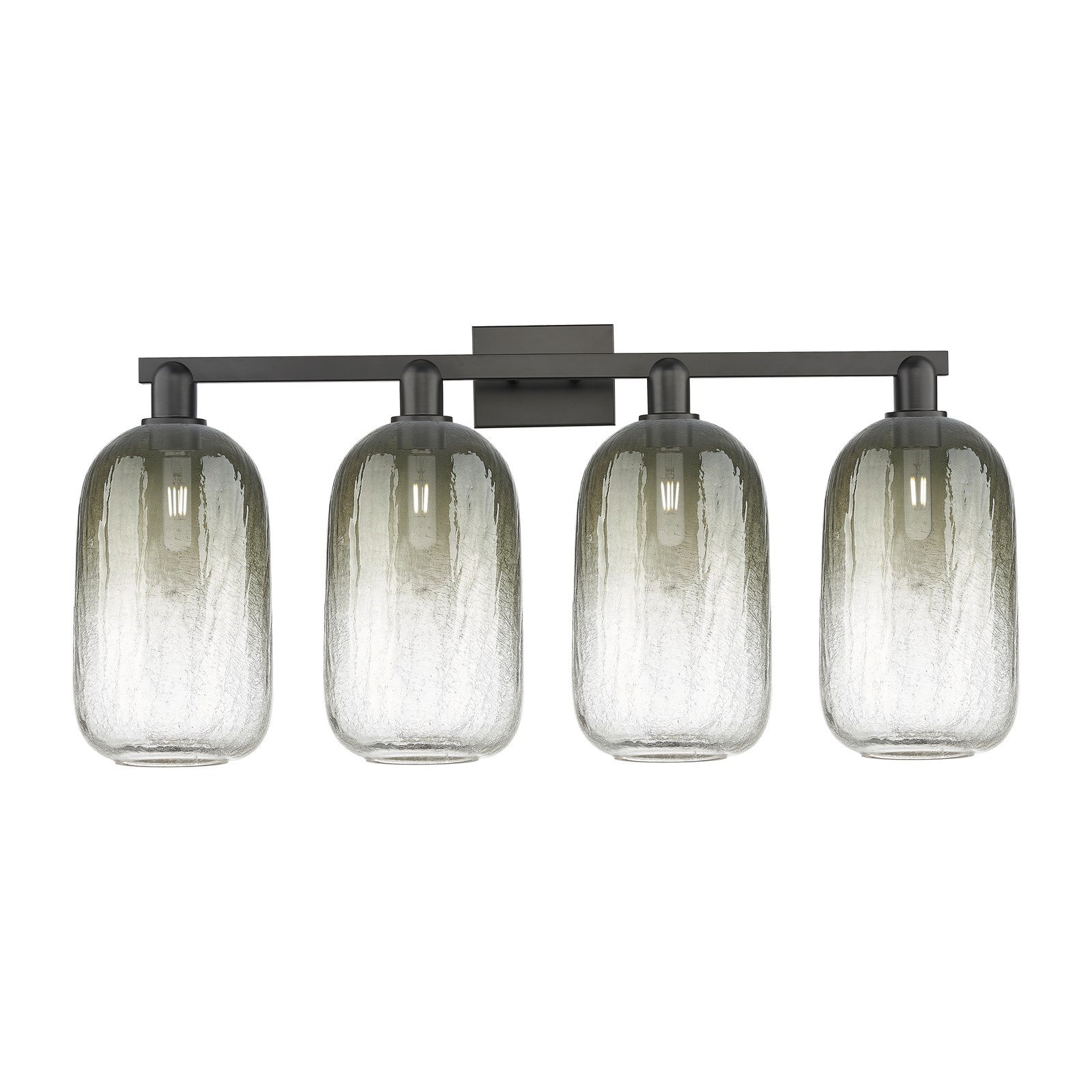 Innovations Brookhaven Cloche 34in 4-Light Bath Vanity | Industrial Matte Black Steel and Slate Glass | Bathroom & Powder Room | Model 716-4W-BK-G482-7SL