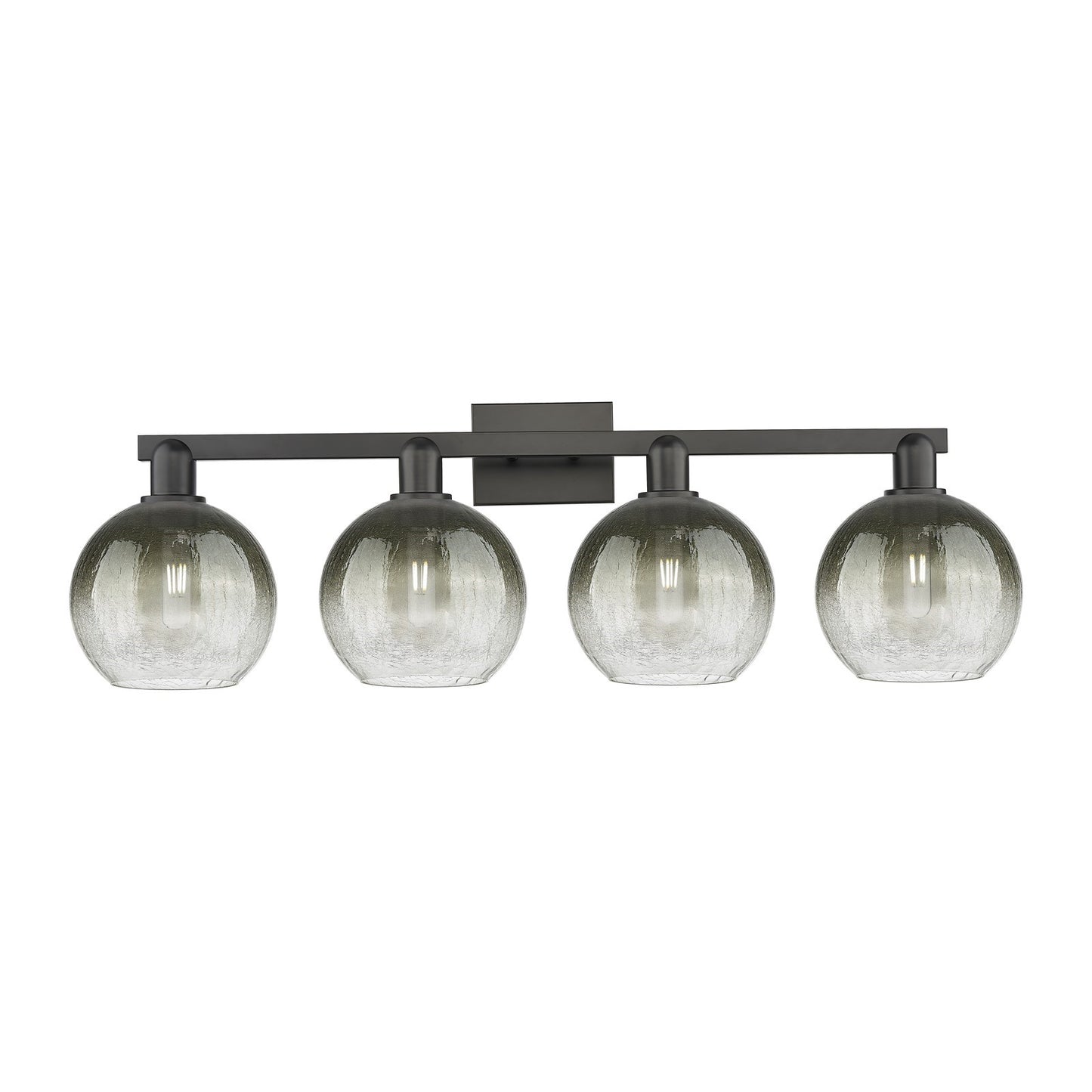 Innovations Brookhaven Globe 36in 4-Light Bath Vanity Light | Industrial Matte Black Steel and Slate Glass | Bathroom Vanity | Model 716-4W-BK-G483-8SL