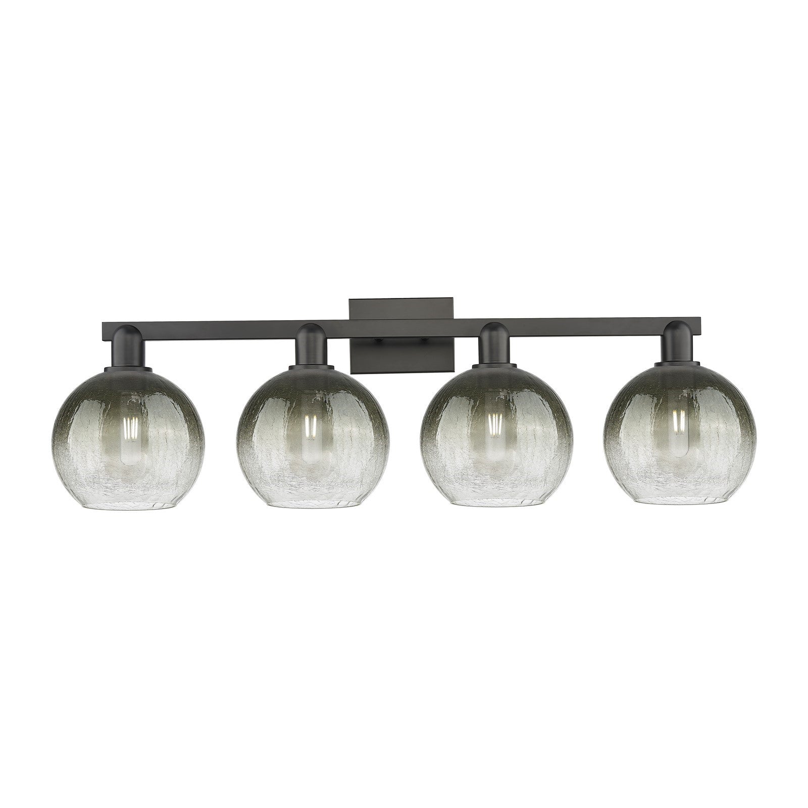 Innovations Brookhaven Globe 36in 4-Light Bath Vanity Light | Industrial Matte Black Steel and Slate Glass | Bathroom Vanity | Model 716-4W-BK-G483-8SL