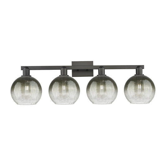 Innovations Brookhaven Globe 36in 4-Light Bath Vanity Light | Industrial Matte Black Steel and Slate Glass | Bathroom Vanity | Model 716-4W-BK-G483-8SL