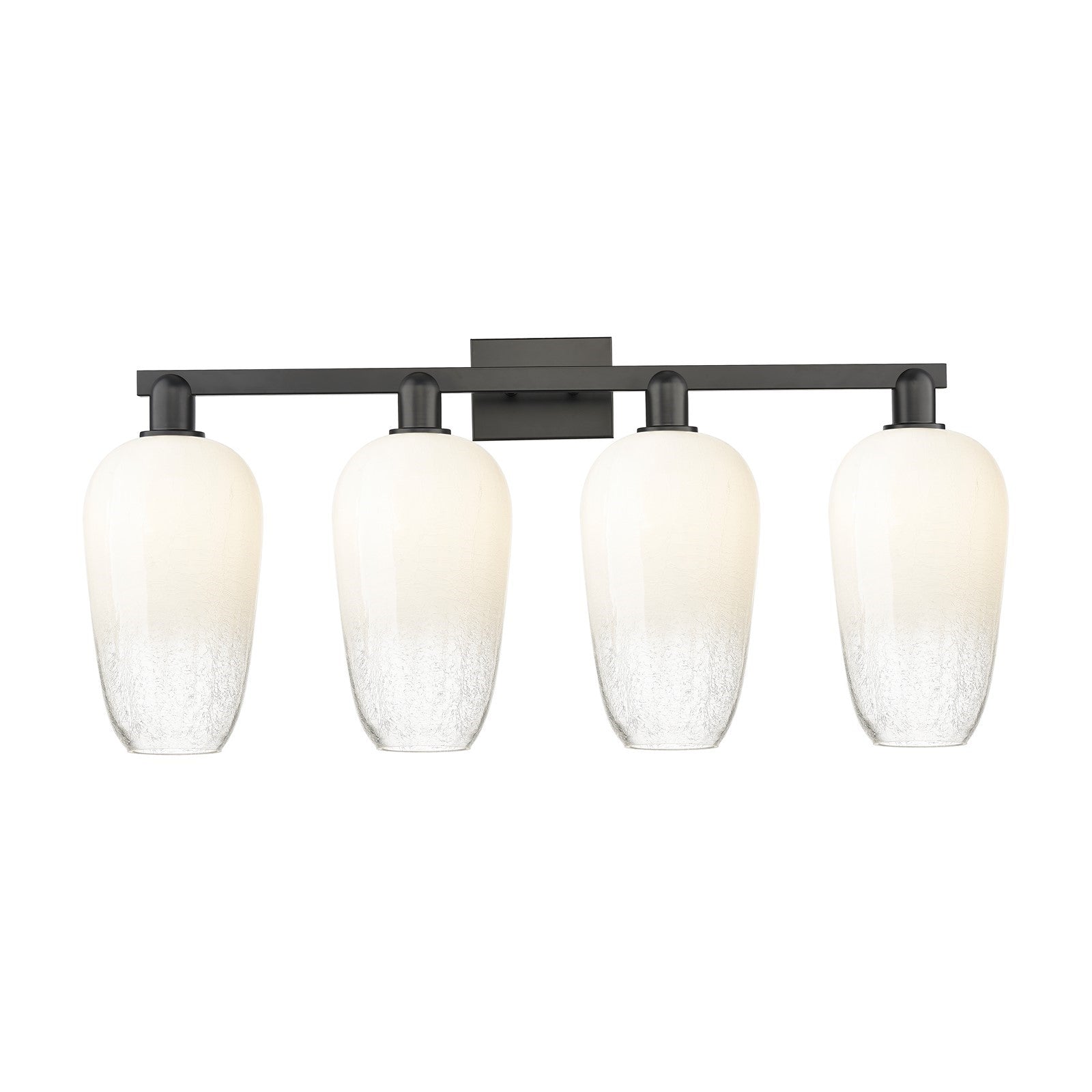 Innovations Brookhaven Flute 34in 4-Light Bath Vanity | Industrial Matte Black Steel and Opal Glass | Bathroom Vanity | Model 716-4W-BK-G484-7OP