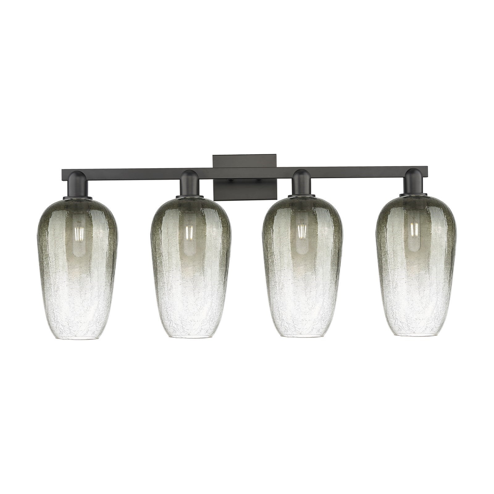 Innovations Brookhaven Flute 34in 4-Light Bath Vanity | Industrial Matte Black Steel and Slate Glass | Bathroom & Powder Room | Model 716-4W-BK-G484-7SL