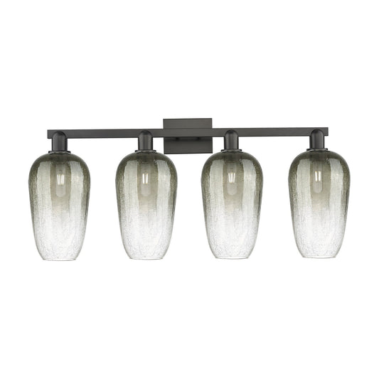 Innovations Brookhaven Flute 34in 4-Light Bath Vanity | Industrial Matte Black Steel and Slate Glass | Bathroom & Powder Room | Model 716-4W-BK-G484-7SL