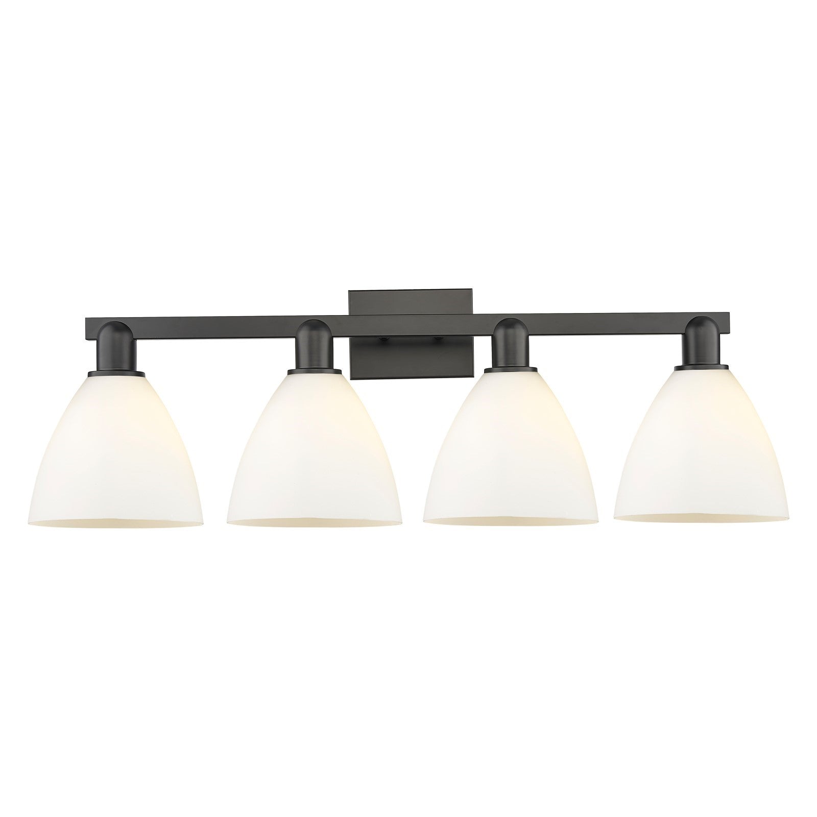 Innovations Bristol 35in 4-Light Bath Vanity Light | Industrial Modern Matte Black Steel and Matte White Glass | Bathroom Vanity | Model 716-4W-BK-GBD-751