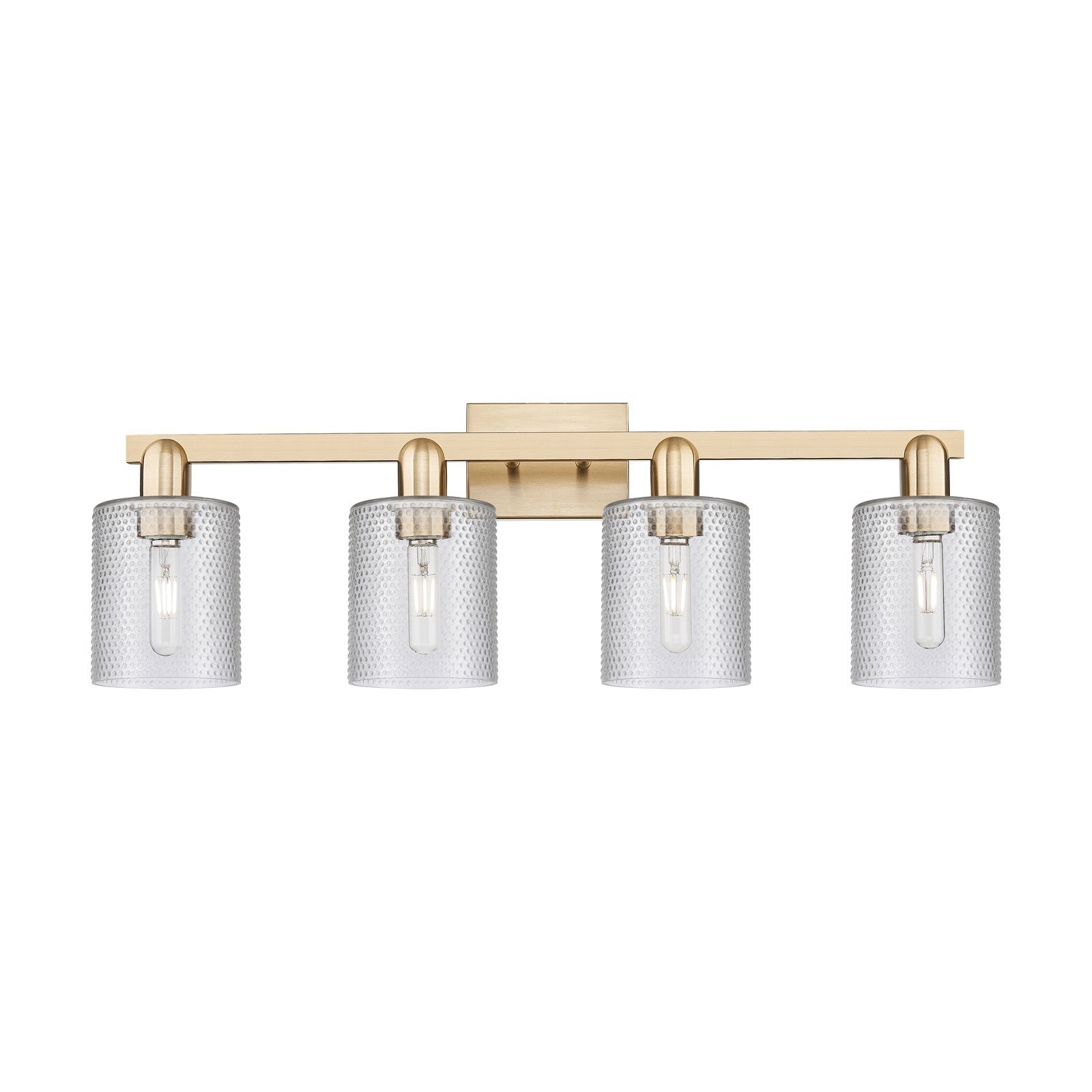 Innovations Cobbleskill 32in 4-Light Bath Vanity Light | Industrial Champagne Bronze Steel and Clear Glass | Bathroom Vanity | Model 716-4W-CB-G112