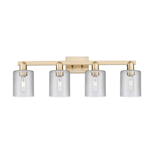 Innovations Cobbleskill 32in 4-Light Bath Vanity Light | Industrial Champagne Bronze Steel and Clear Glass | Bathroom Vanity | Model 716-4W-CB-G112