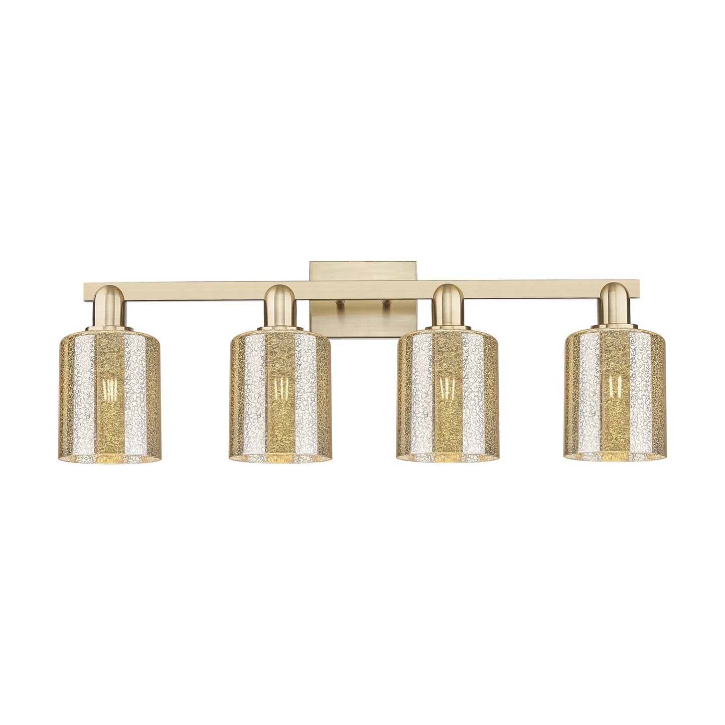 Innovations Cobbleskill 32in 4-Light Bath Vanity Light | Industrial Champagne Bronze Steel and Mercury Glass | Bathroom Vanity & | Model 716-4W-CB-G116