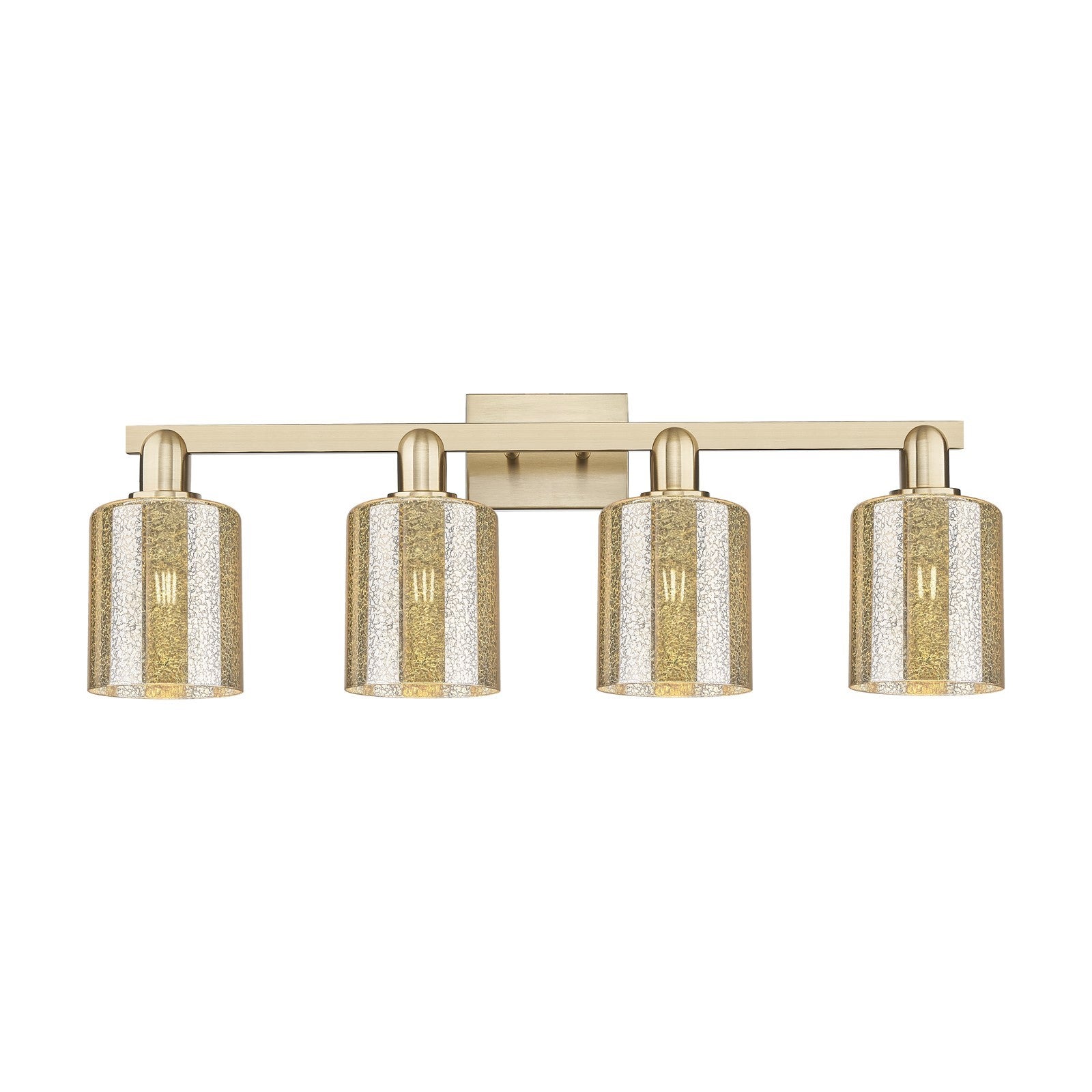 Innovations Cobbleskill 32in 4-Light Bath Vanity Light | Industrial Champagne Bronze Steel and Mercury Glass | Bathroom Vanity & | Model 716-4W-CB-G116