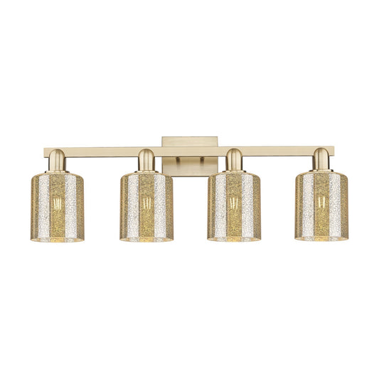 Innovations Cobbleskill 32in 4-Light Bath Vanity Light | Industrial Champagne Bronze Steel and Mercury Glass | Bathroom Vanity & | Model 716-4W-CB-G116