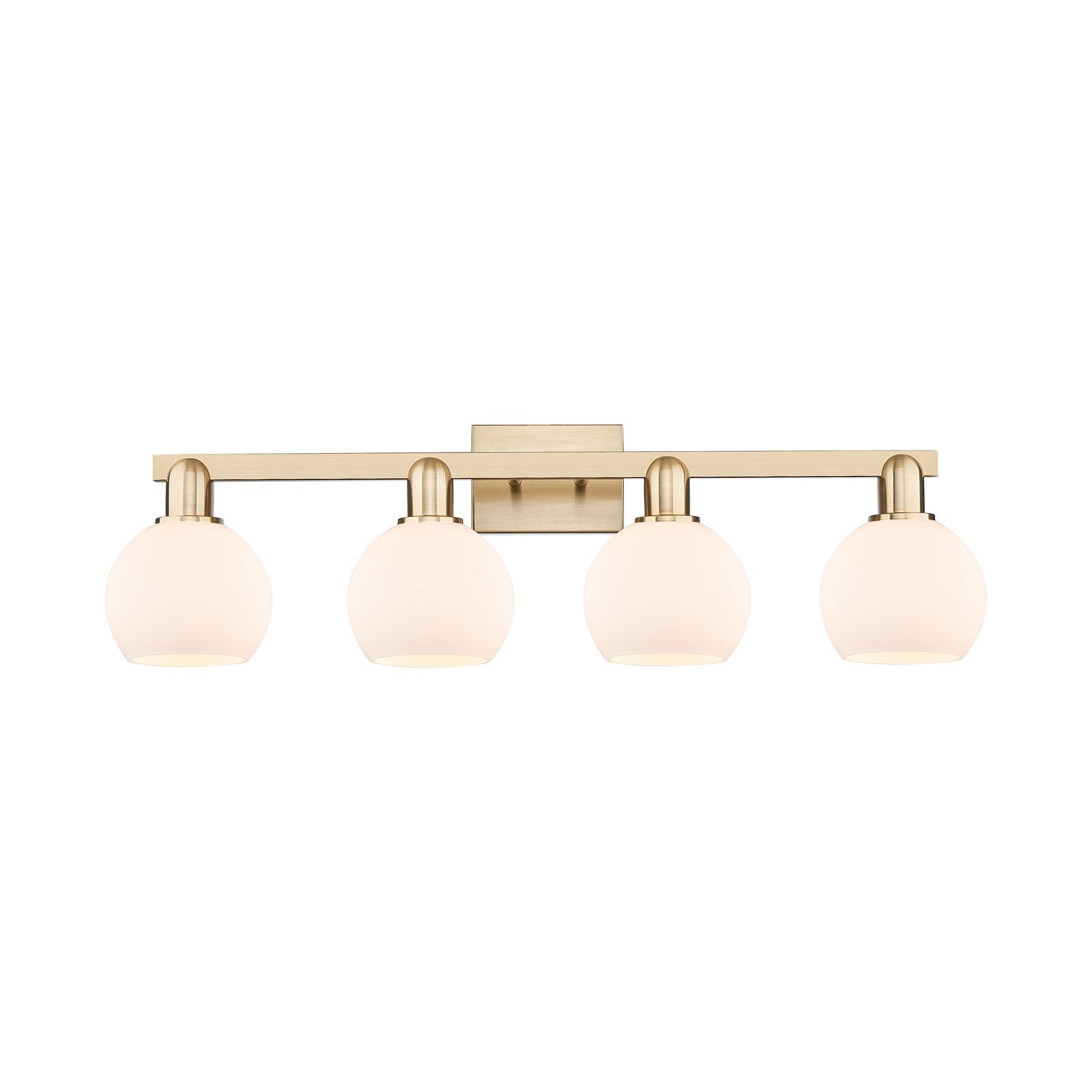 Innovations Athens 33in 4-Light Bath Vanity Light | Industrial Champagne Bronze Steel and Matte White Glass | Bathroom Vanity | Model 716-4W-CB-G121-6