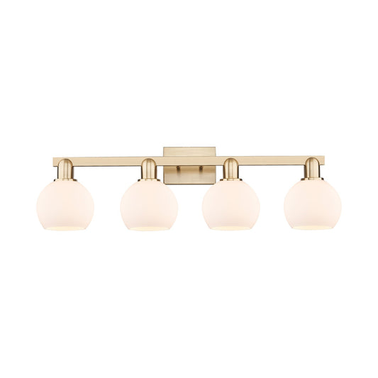 Innovations Athens 33in 4-Light Bath Vanity Light | Industrial Champagne Bronze Steel and Matte White Glass | Bathroom Vanity | Model 716-4W-CB-G121-6