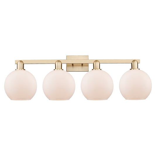 Innovations Athens 35in 4-Light Bath Vanity Light | Industrial Champagne Bronze Steel and Matte White Glass | Bathroom Vanity | Model 716-4W-CB-G121-8