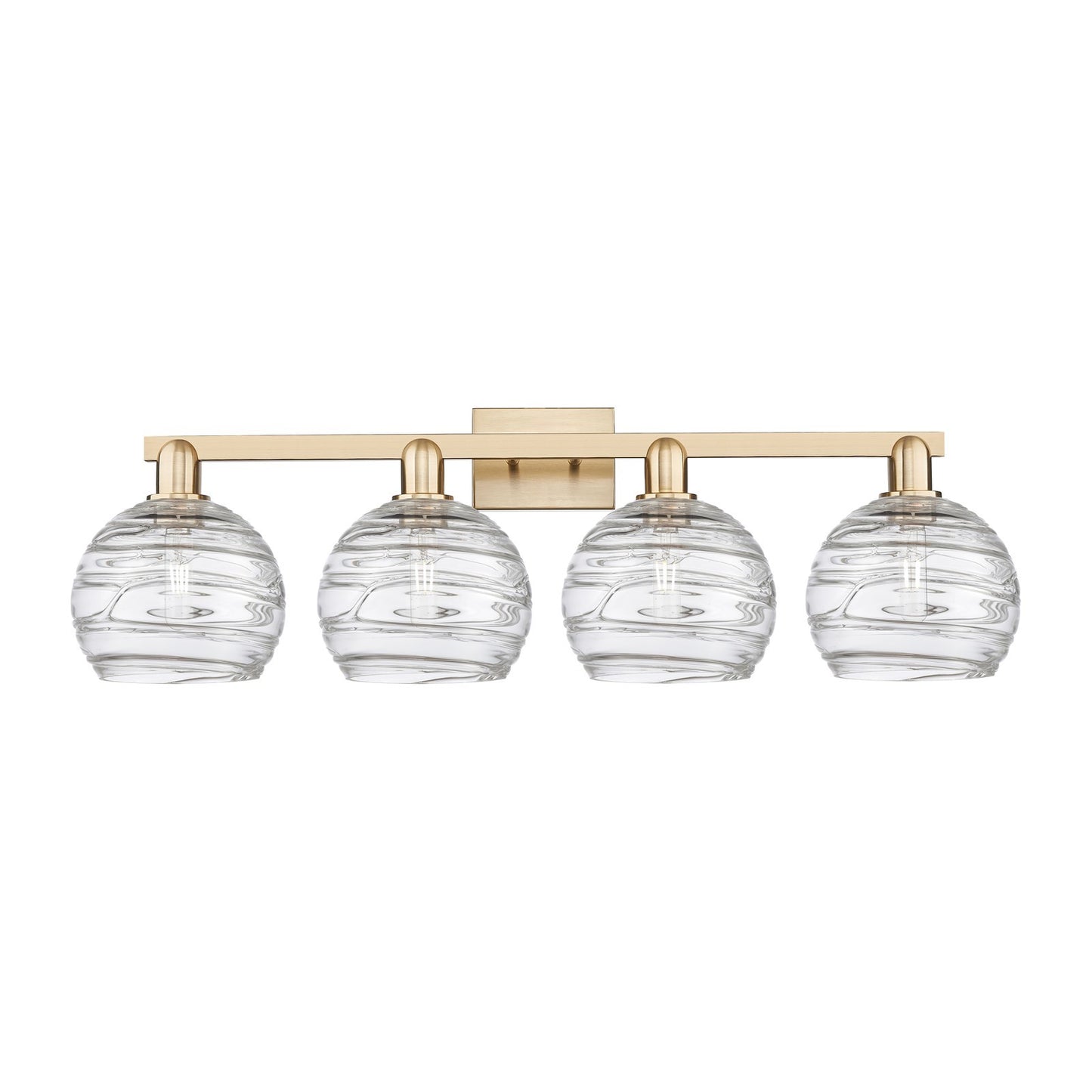 Innovations Athens Deco Swirl 35in 4-Light Bath Vanity | Industrial Champagne Bronze Steel and Clear Deco Swirl Glass | Model 716-4W-CB-G1213-8CL