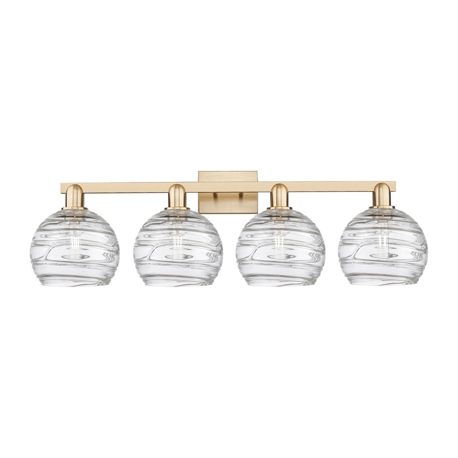 Innovations Athens Deco Swirl 35in 4-Light Bath Vanity | Industrial Champagne Bronze Steel and Clear Deco Swirl Glass | Model 716-4W-CB-G1213-8CL