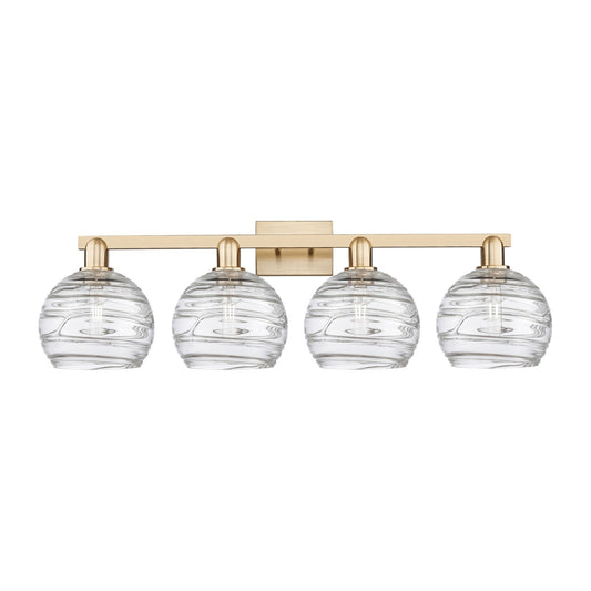 Innovations Athens Deco Swirl 35in 4-Light Bath Vanity | Industrial Champagne Bronze Steel and Clear Deco Swirl Glass | Model 716-4W-CB-G1213-8CL