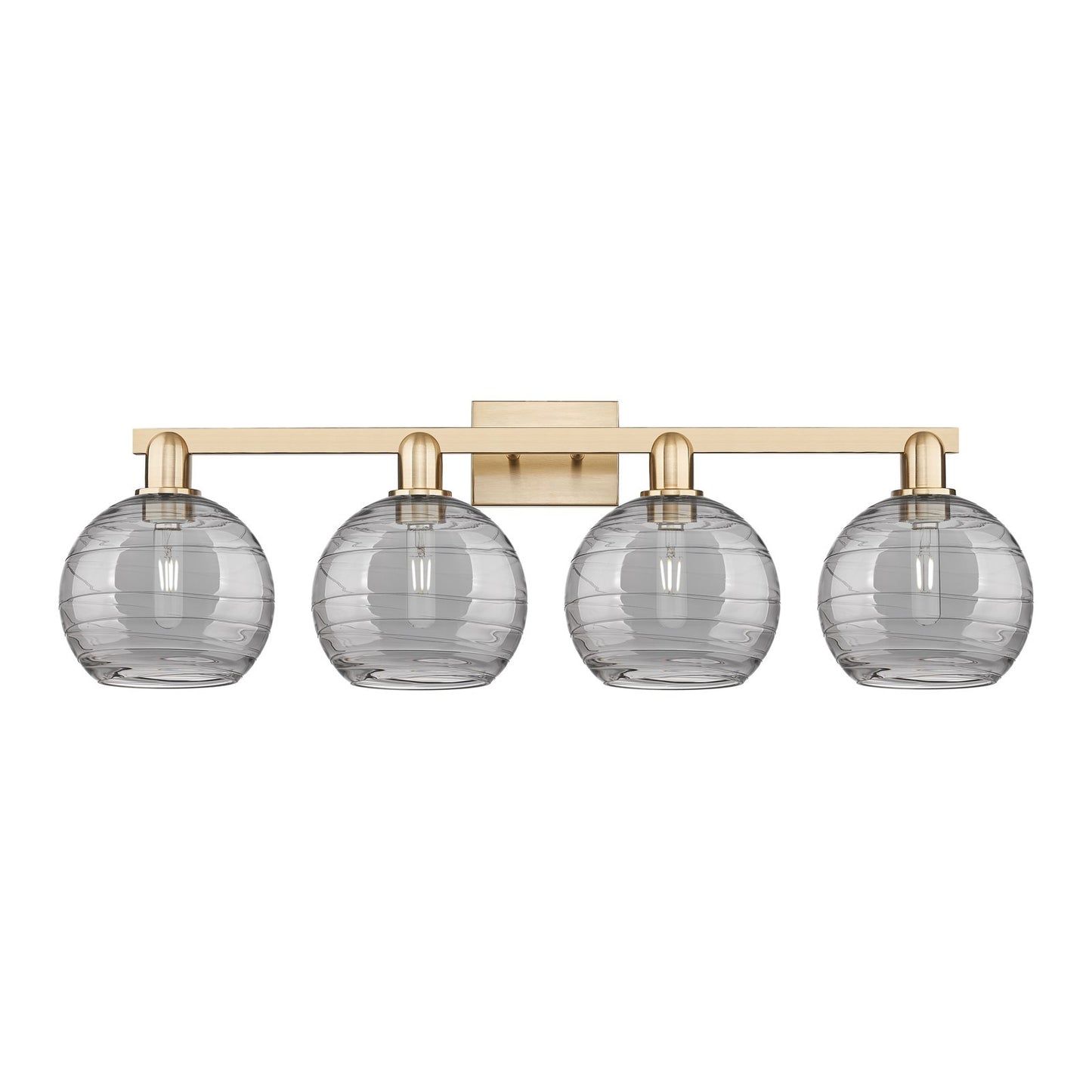 Innovations Athens Deco Swirl 35in 4-Light Bath Vanity Light | Industrial Champagne Bronze Steel and Light Smoke Glass | Model 716-4W-CB-G1213-8SM